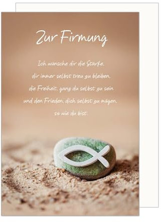 Edition Seidel Premium Glückwunschkarte zur Firmung mit Umschlag. Firmungskarte mit Spruch Karte Grusskarte Fisch Meer Stein Junge Mädchen (FI130 SW024)