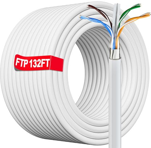 MEIPEK Cat 6 Ethernet Cable 132ft, Outdoor, Waterproof, Direct Burial, POE, UV Jacket, Cat 6 RJ45 LAN Cable for Router, Gaming