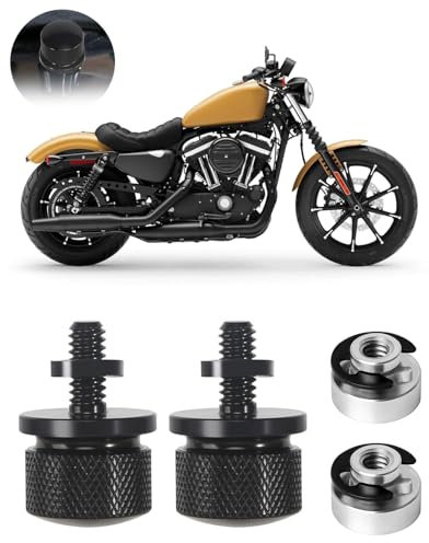 HSIXHAF 2 Stück Motorrad Aluminium Sitz Schraube, Sitzschraube Sitzbank Schraube Motorrad Sitz Befestigung, Billet Chrom Motorrad Sitz Schwarz mit C-clips für des Motorrads Sitzschraube