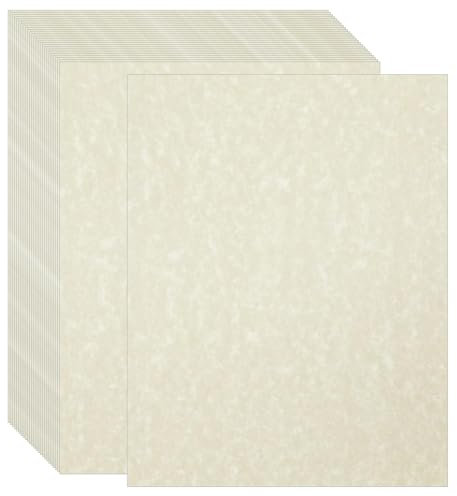 Acidea 100 Sheets Printed Parchment Paper, 180GSM Thickened A4 Blank Certificate Printing Paper, Ivory Antique Textured Double Side Printing Parchment Papers for Writing Resume, Diploma