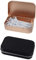 Adorila Confezione da 2 custodie portatili per filo interdentale ricaricabile, contenitore per filo interdentale, dispenser da viaggio in metallo (nero, oro)