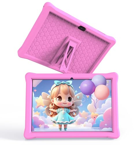 Kids Tablet 10 Inch Android 12 - 4GB RAM 64GB ROM, IPS Touch Screen 1280x800, Iwawa & Parent Control, WiFi Dual Camera, 6000mAh Battery, Shockproof Case