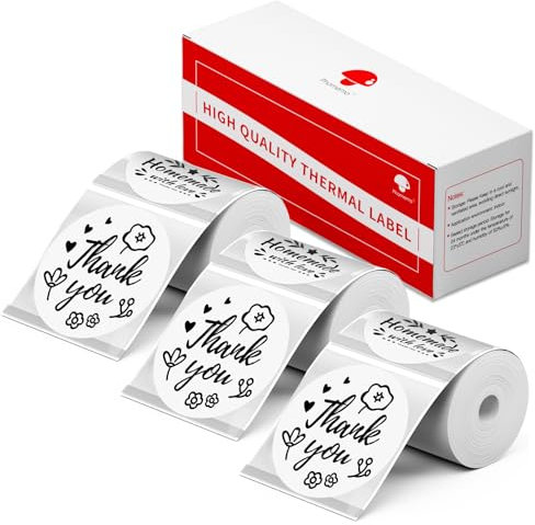 3 Rolle Phomemo M110 Etikett Multifunktional Thermo Etikett selbstklebendes Etikett, kompatibel mit Phommeo M200/M110/M120/M220/M221, 40 x 40 mm,180 Etiketten/Rolle