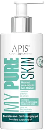 Apis MY PURE SKIN Reinigendes Gesichtsgel - 300 ml - mit Niacinamid, Salicylsäure, Yerba Mate und Manuka-Honig Milde Reinigung und Sebumregulierung für unreine Haut