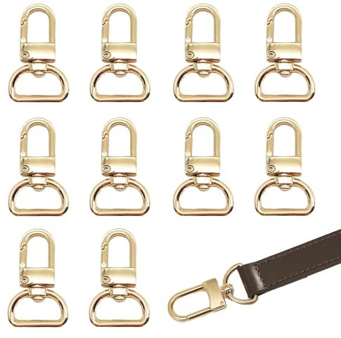 XCSJ Karabinerhaken für Taschen, Karabinerhaken mit Drehgelenk, 360° drehbarem, Zink Legierung, Taschenzubehör, Schlüsselkarabiner Karabiner für Taschen, Schlüsselanhänger, Diy, 10 Pcs (Gold, 2 cm)