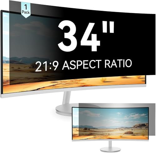 34 Inch Privacy Filter for Curved Monitor, Removable Privacy Screen Filter, 34 Inch, Anti-Spy Anti Blue Light, Privacy Film PC Screen 34 Inches 21:9 (794 x 340)mm