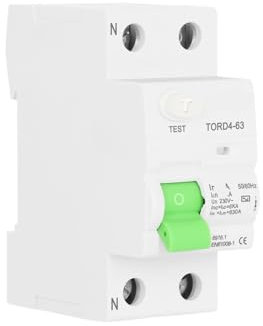 TJXADNEV Disjoncteur électromécanique à Courant résiduel, 2P, 100mA, 6KA, 230V, disjoncteur différentiel, Interrupteur de sécurité(10A)