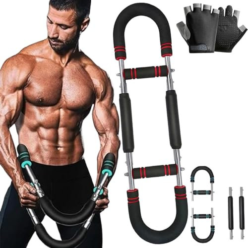 Power Trainer Für Brust Und Oberarme, U-Förmiger Twister Unterarmtrainer Verstellbares 66–110 Lb, Abnehmbarem Tragbarer Design Zuhause Muskelaufbau Kraftrainingsgeräte (A-Schwarzrot)