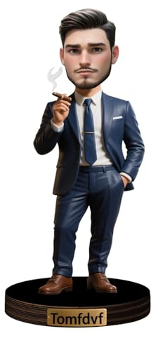 Condlin Personalisierte Skulptur für Geschäftsmann, Boss, Zigarre, Cartoon-Skulptur, Ornament für Führungskräfte, Männer, Frauen, individuelles Foto, Name, Portrait, Schreibtisch, Dekoration, lustige