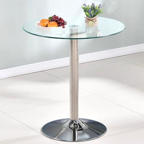 Stehtisch, runder Bartisch, Bistrotisch mit Tischplatte aus gehärtetem Glas und verchromtem Gestell für Wohnzimmer, Esszimmer, Küche, Theke