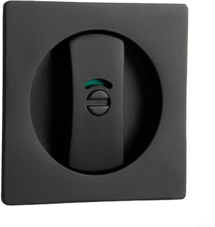 Verrou de porte à indicateur carré pour portes coulissantes de salle de bain avec fermeture à crochet intégrée, matériau en alliage de zinc, adapté pour une épaisseur de porte de 35 à 50 mm (noir)