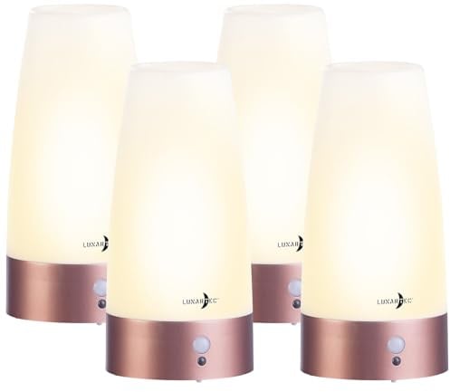 Lunartec USB Lampe: 4er-Set LED-Akku-Tischlampen mit PIR-Bewegungs-Sensor, warmweiß, rund (Nachtlicht mit Bewegungsmelder, Nachtlicht Lampe)
