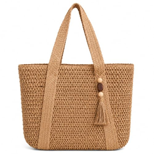 99 Jackets Summer Beach Bag for Women, Large Capacity Tote Bag, Handmade Straw Shoulder Handbag