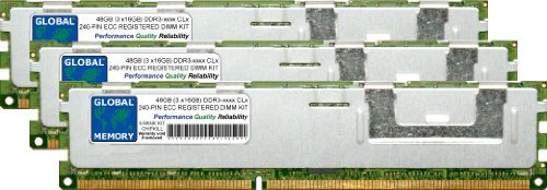 48GB (3 x 16GB) DDR3 800/1066/1333/1600/1866MHz 240-PIN ECC REGISTERED DIMM (RDIMM) MEMORY RAM KIT COMPATIBLE WITH SERVERS/WORKSTATIONS/MOTHERBOARDS (*NOT FOR PCs*) (6 RANK KIT CHIPKILL)