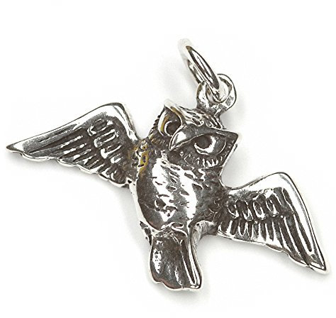 Drachensilber Eulen Anhänger fliegende Eule Schmuck hochwertig 925 Sterling Silber Weisheit Frauen