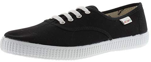 victoria Plimsoll Unisex 1915 Canvas & Weiße Schnürsenkel 106613 für Erwachsene Negro 35