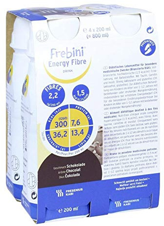 Fresenius Kabi Frebini Energy Fibre Drink Schokolade Trinkflasche, 4 x 200 ml, 1er Pack (1 x 2,75 kg)