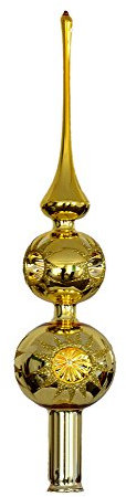 Thüringer Weihnacht 52-046 Weihnachtsbaumspitze mit 5+6 cm Kugeln, 6 Reflex, Gold