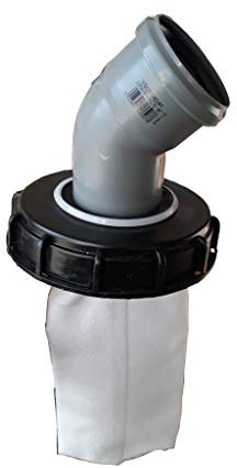 IBC Deckel Filter NADELFILZ für Regenwassertank IBC 1000 Liter -Top Qualität- (160mm 45 Grad Bogen DN75)