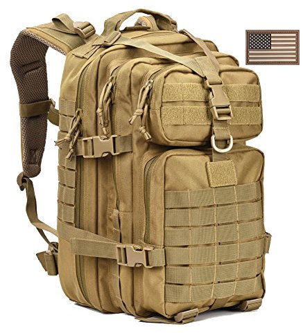 reebow Gear Military Tactical Rucksack klein Assault Pack Armee MOLLE Bug Out Bag Rucksäcke, Khaki w/Flag Patch (khaki) - 4333511024