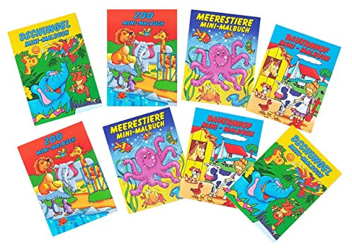 Libetui Set 8 Malbücher für Kinder mini Malbuch Malhefte Kinder Zuhause Hort Mitgebsel Kindergeburtstag Hochzeit, 4 Themen