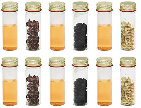 ULAB Scientific Glasröhrchen 25 ml mit Schraubdeckel, kleine Gewürzbehälter, 3,3 Borosilikatglasröhren, Kappen aus Aluminium, 12 Stück, UTT1005