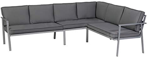 greemotion Lounge-Set Monza, silberfarbenes Gartenmöbel-Set aus Aluminium, Design-Sitzgruppe für indoor und outdoor, inklusive Kissen in Anthrazit