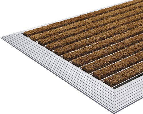 Desan | Alu Fußmatte Ultra Mat | 40 x 60 cm | 22mm Aluminium Fußabtreter für Außen und Innen | Türmatte für die Haustür | Alu Rampe | Schmutzfangmatte in 3 Größen | Kokos