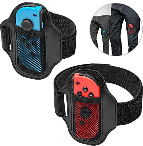 MENEEA Leg Strap Elastische Beingurt Kompatibel mit Nintendo Switch Ring Fit Adventure/Switch Sports/Switch OLED, Verstellbarer elastischer Gurt Kompatibel mit JoyCon Controller Spiele (2er-Pack)