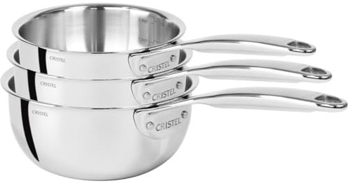 Cristel S3Ccpf Serie de 3 Casseroles 16 a 20 cm Castel Pro 5 Ply Poignee Fixe