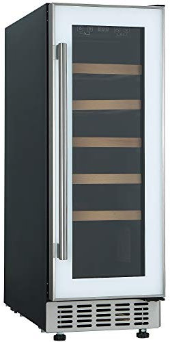 Cookology CWC300WH Freestanding Undercounter Fridge Cabinet 30cm Wine Cooler, 20 Bottle, 60 Litre Capacity, with Digital Temperature Control and Reversible Door - in White