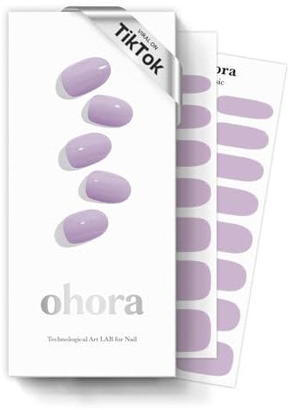 ohora Halbgehärtete Gel-Nagelstreifen (N Blaubeermarmelade) – Funktioniert mit allen Nagellampen, Salonqualität, langlebig – Inklusive 2 Vorbereitungspads, Nagelfeile und Holzstab – Lila