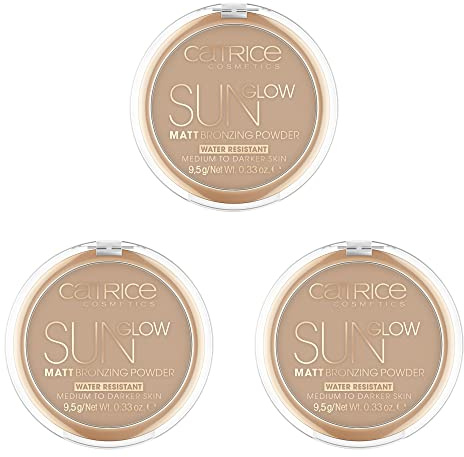 Catrice Sun Glow Matt Bronzing Powder, Bronzing-Puder, wasserfest, Nr. 035 Universal Bronze, braun, für Mischhaut, für unreine Haut, mattierend, matt, vegan, 3er Pack (3 x 9,5g)