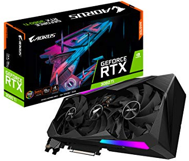 GIGABYTE AORUS GeForce RTX 3060 Ti Master Carte graphique 8G Refroidissement recouvert de MAX, 8 Go 256 bits GDDR6, GV-N306TAORUS M-8GD Carte vidéo