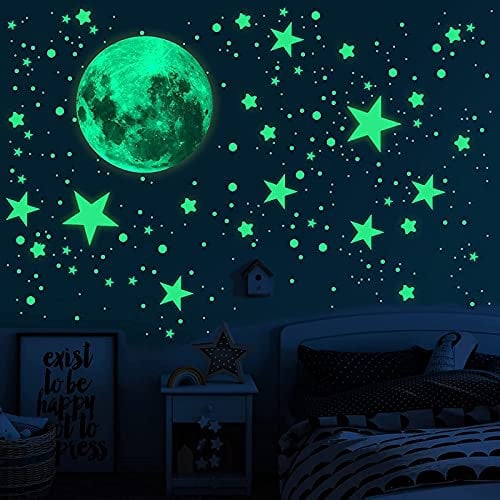 CYH 563 Stück Leuchtsterne, Wandsticker, Mond und Sterne, selbstklebend, fluoreszierender Stern, ideal für Decke, Kinderzimmer, Wanddekoration