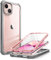 i-Blason Ares Series Designed for iPhone 13 Mini Case (2021 Release), Dual Layer Rugged Clear Bumper Case with Built-in Screen Protector (Peach)