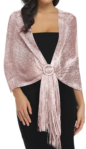 BANETTETA Schals für Abendkleider, Schal für Damen, formeller Schal für Abendparty, mit Schnalle für Hochzeit, Schal, Roségold, Medium