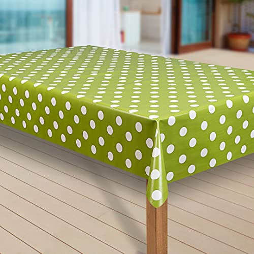 laro Wachstuch-Tischdecke Abwaschbar Garten-Tischdecke Wachstischdecke PVC Plastik-Tischdecken Eckig Meterware Wasserabweisend Abwischbar |43|, Muster:Punkte grün, Größe:80x80 cm