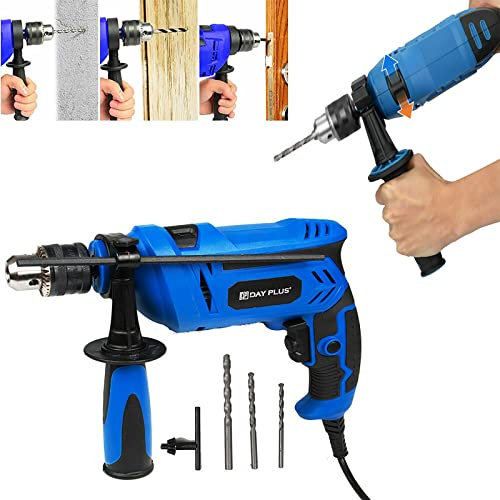 Schlagbohrmaschine, Professional Bohrhammer (550 Watt, Tiefenanschlag & Zahnkranzbohrfutter, SDS plus Bohrhammer, inkl. 3x Drill Bit 5/6/8 mm Bohrer, für Ziegel, Holz, Stahl, Beton, Mauerwerk)