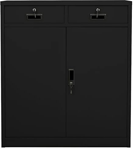 Tidyard Büroschrank Aktenschrank Mehrzweckschrank Schrank Aufbewahrungsschrank Metallschrank mit Schlössern Regalböden Stahl Schwarz 90x40x102 cm