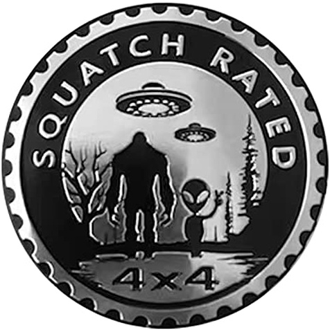 Squatch Aliens Bigfoot 3D Metal Car Badge & Emblem - Round Decals Compatible with Jeep Wrangler, Trucks & SUVs