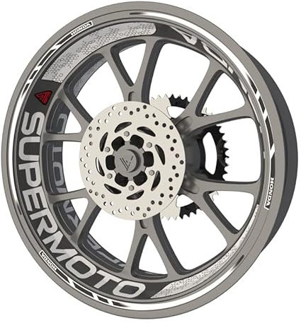 Komplettes Set Felgenrandaufkleber für Honda Supermoto Motorrad Premium Qualität (Aufkleber für beide Felgen) (weiß)