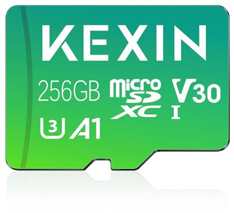 Carte Mémoire microSDXC KEXIN 256 Go avec Adaptateur SD, Stockage Externe Full HD & 4K UHD UHS-I U3 V30 A1 pour GoPro, Drone, Appareil Photo