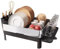 romision Escurridor de Platos Grande de Acero Inoxidable, Escurreplatos para Fregadero con Desagüe Automático, Portavasos y Porta Cubiertos Extraible (1 Piso, Negro-Plata)