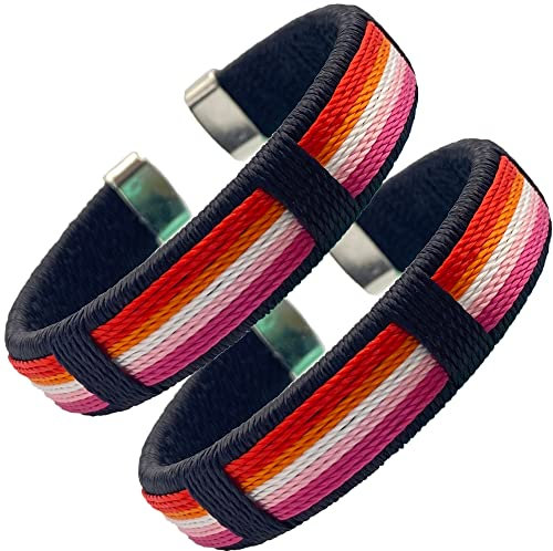 mintolex LGBT Pride-Armband für Bisexuelle, Lesben, Schwule, LGBTQ-Pride-Armbänder, handgefertigt, Nylon, verstellbares Armband, Uhrenarmband, Regenbogen-Armbänder für Damen und Herren, Parade,