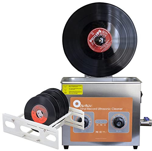 HYQNG Nettoyeur de disques Vinyle à ultrasons, Machine de Nettoyage de disques Vinyle à ultrasons 140 W avec minuterie de 1 à 60 Minutes, Support de séchage pour Nettoyeur de disques à ultrasons 4 L