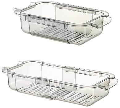 RMAN Colador para fregadero (36 – 45 cm) Organizador de fregadero ajustable Orificios de drenaje eficientes Cesta retráctil de filtro de agua Para lavar verduras y frutas