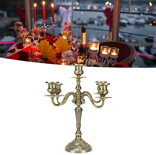 BEIJIALY 5-Armiger Kandelaber, Antiker Bronze-Kerzenhalter, Metallkandelaber, Kerzenhalter, Rostfrei, Vintage, Hoher Kandelaber für Hochzeiten, Partys