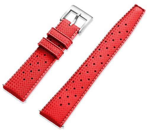Niziruoup Uhrenarmbänder 20mm Tropical Original FKM Fluorkautschuk Armband mit Schnellverschluss Belüftete Weiche Langlebig FKM Kautschuk Ersatzarmbänder, Uhrenarmband für Uhr, Gummi, Rot