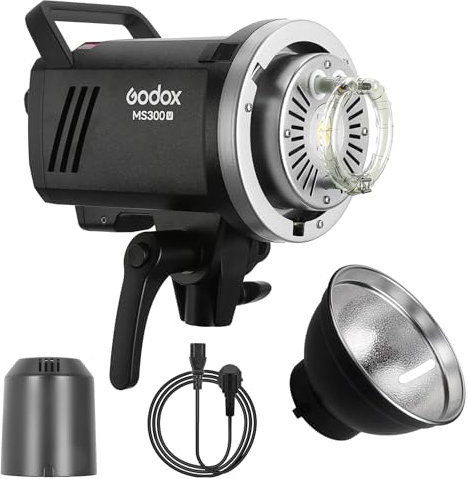 Godox MS300-V 300W Studioblitz, COD LED Einstellicht, 2.4G Wireless X System 5600K Bowen Mount Monolight mit Reflektor für Hochzeitsfotografie GN58